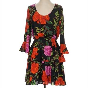 Express Black Floral Long Sleeve Dress